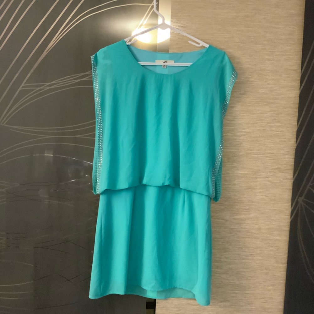 Teal large sleeved Dress